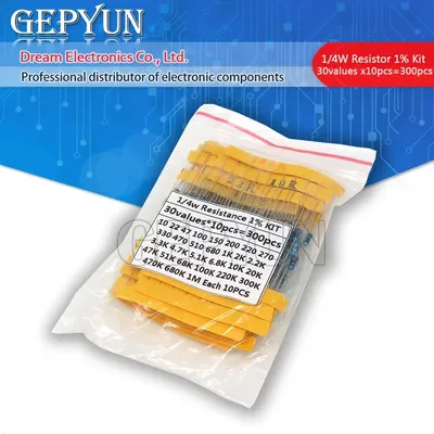600 teile/satz 30 Arten 1/4w Widerstand 1% Metall film Widerstand Pack sortiert Kit 1k 10k 300 k Ohm 1m Widerstände teile/satz Image