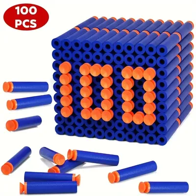 Neue Sucker Darts Bullets 100 Stück 7,2 cm Schaumstoff-Bandelier-Zubehör für Nerf N-Strike Elite Image