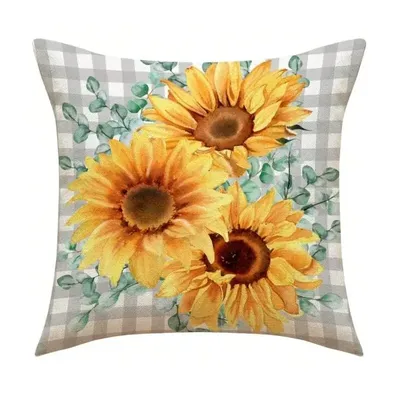 1 stücke Frühling Themen alphabet, Blätter, Sonnenblume dekorative Kissen bezüge für Sofa, Couch, Image
