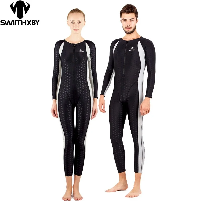 HXBY Professioneller Hai-Badeanzug, langärmeliges Badeshirt, Herren-Badebekleidung, Damen-Badehose, Damen-Badebekleidung, Ganzkörper-Badeanzüge Image