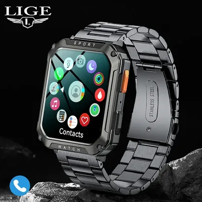Lige große Bildschirm 2,01 Zoll Männer im Freien robuste Militär BT Call Smart Watch Sport wasserdichte Smartwatches für Android iOS Image