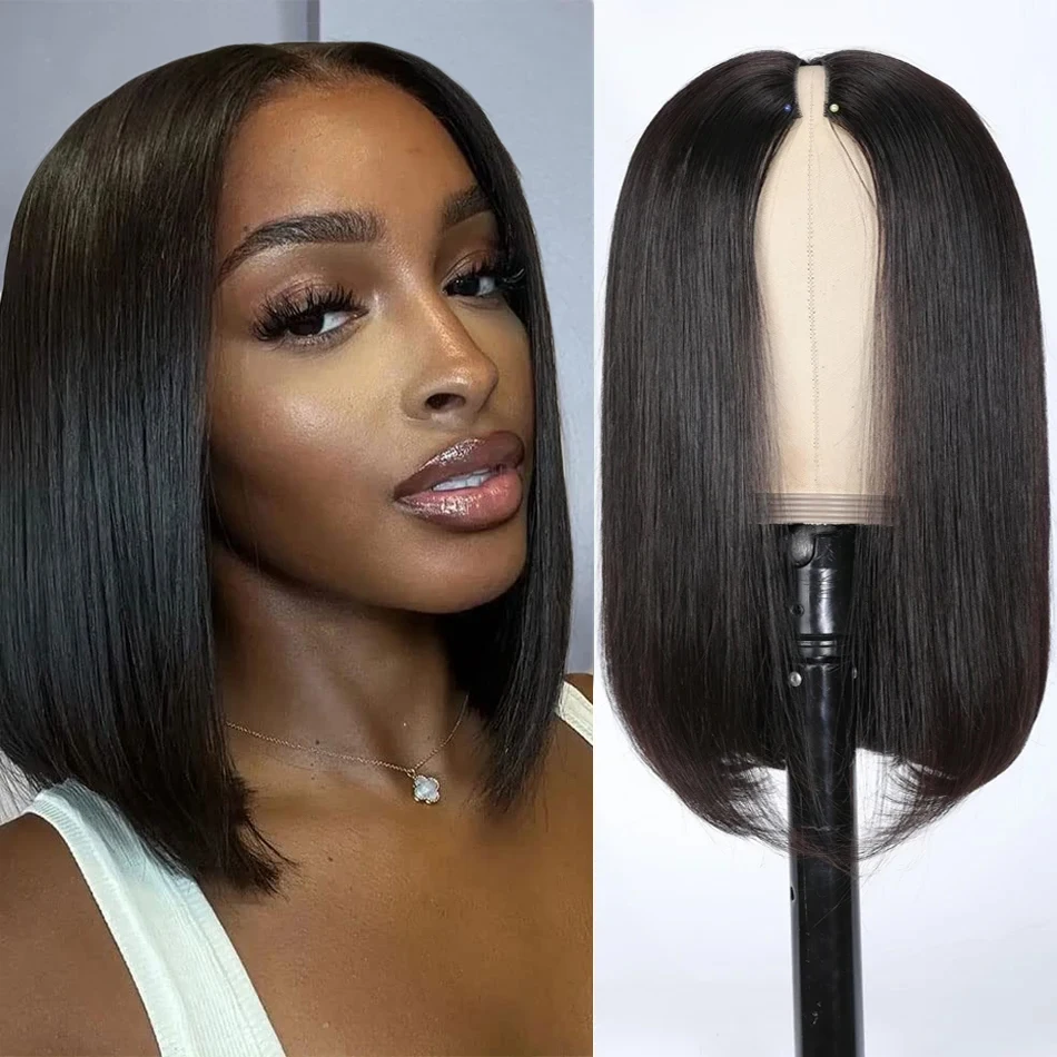 V Teil Perücke menschliches Haar gerade Bob Perücken kein Auslassen brasilia nischen 10a Haar kurze Bob menschliches Haar Perücken maschinell hergestellt Bob v Teil Perücke