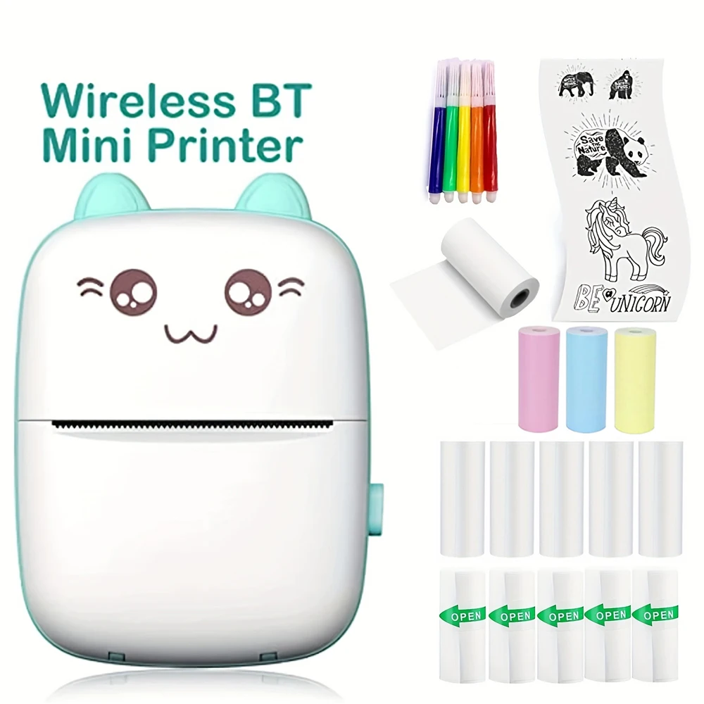 Mini-Drucker für iPhone und Android, kabelloser Mini-Fotodrucker, Etikettendrucker, tragbarer Mini-Thermodrucker zum Drucken von Etiketten Image