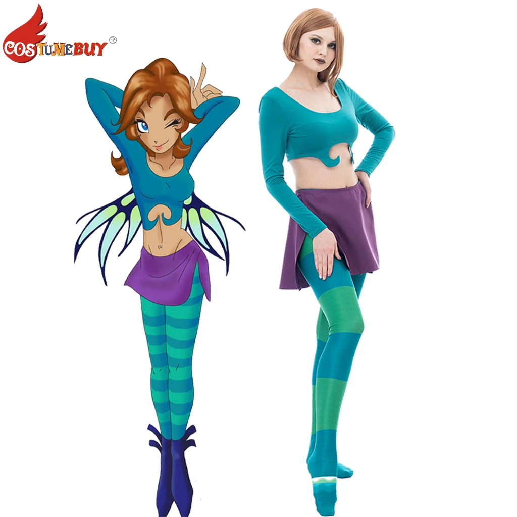W.I.T.C.H. Comics Irma Höhle Cosplay Hexe Kostüm Zauberin Mage Rolle Sexy Crop Top + Mini Rock Anzug Halloween Outfit Für Frauen