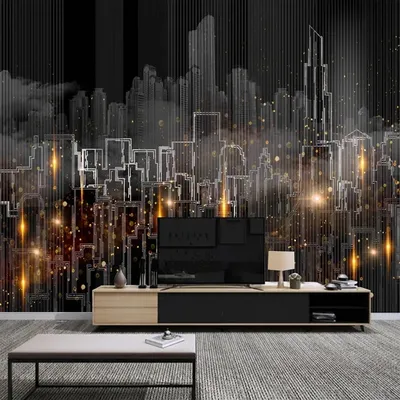 Benutzer definierte Wandbild handgemalte moderne Nacht Stadtansicht Tapete Vinyl Haupt dekoration Image