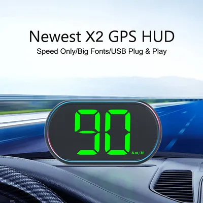 GPS Hud KMH Meilen pro Stunde Geschwindigkeit messer Autozubehör Digital Auto Head Up Display große Schrift USB-Stecker x2 Hud Tacho Image