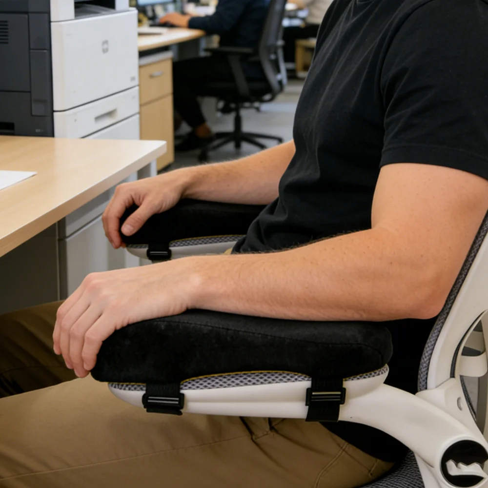 1 Paar Schaumstoff-Ellenbogenkissen, Stuhl-Armlehnenpolster, Unterstützung der Armlehne für Bürostuhl-Armlehnen, Stuhlkissenpolster, Ellenbogenentlastung Image