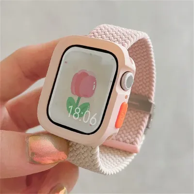 Candy Silikonhülle + Armband für Apple Watch Serie 9 8 7 45 mm 41 mm Band SE 6 5 4 44 mm 40 mm Nylon-Correa-Armband iWatch Ultra 2 49 mm Image