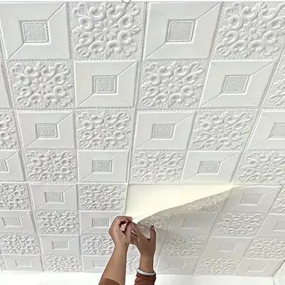 10 stücke Schaum 3d Schaum Aufkleber selbst klebende Decke dekorative Paneele wasserdichte Tapete Image