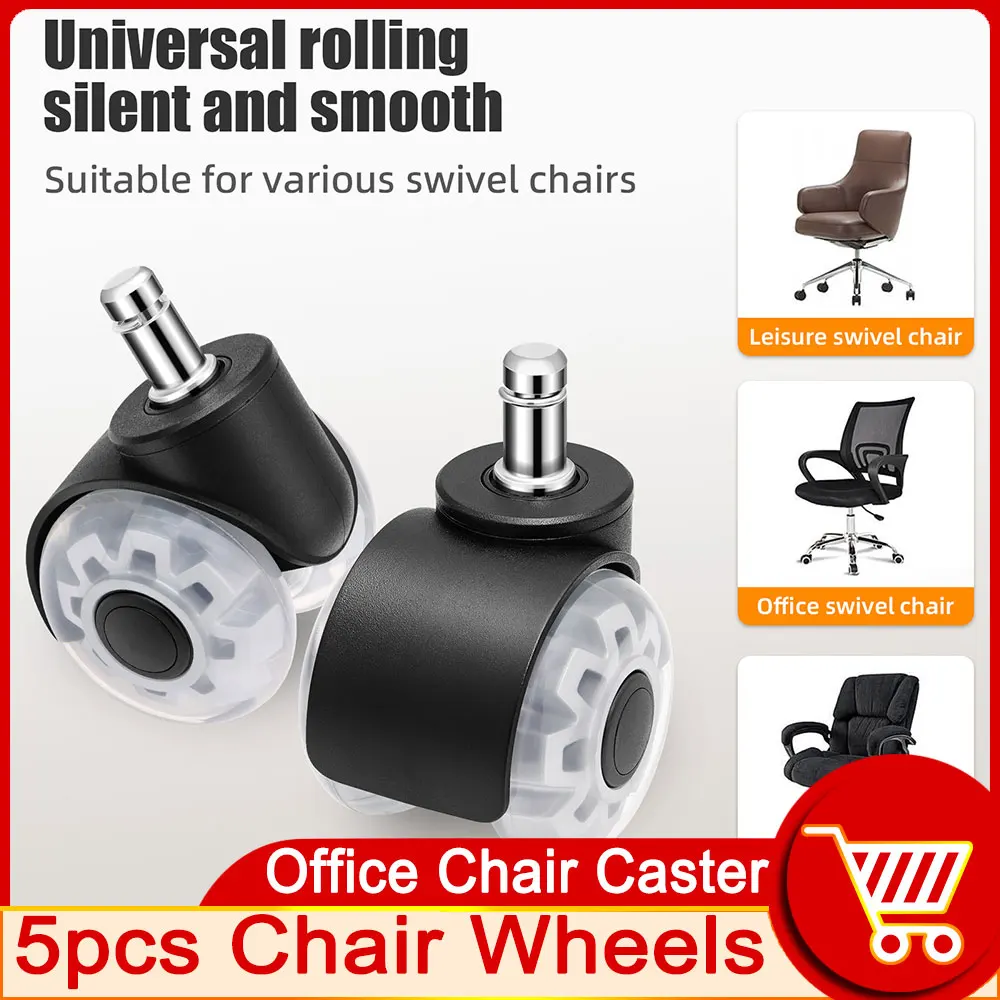 Ad 5pcs Universal Mute Wheel Bürostuhl Nachlauf drehbar Gummi weich sicher Rollen Möbel Hardware Stuhl Räder für Schreibtisch Büro Image