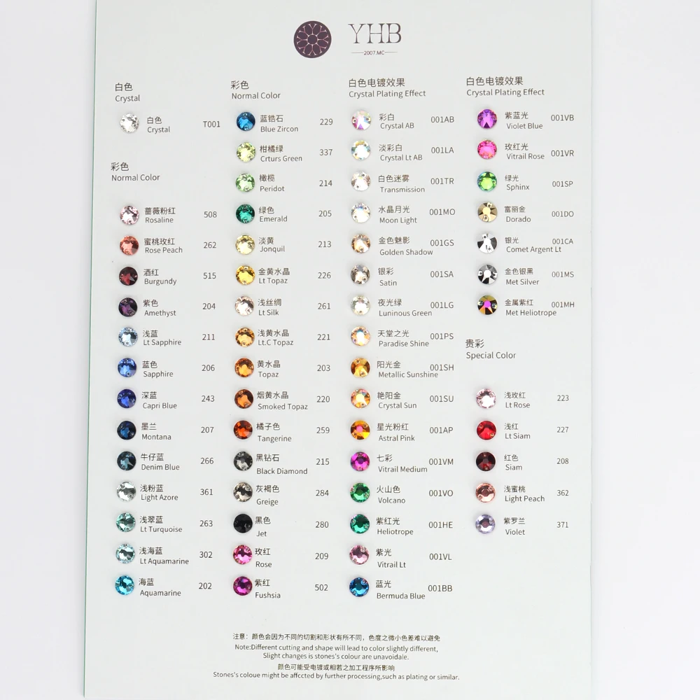 Nähen auf Strass Farb karte Image