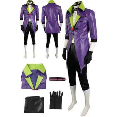Großhandel Joker Cosplay Rollenspiel Handschuhe Kragen Stoff Cartoon Anime Isekai Super Bösewicht Kostüm Erwachsene Männer Fantasy Party Kleidung Image