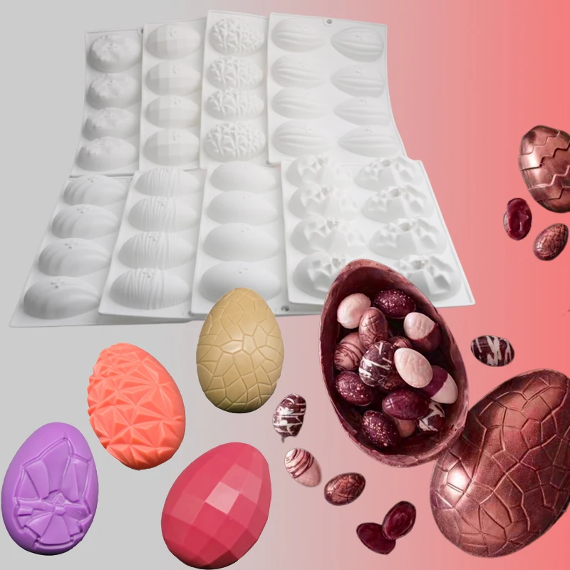 8 Zellen Eierform für DIY Ostern Dekorationen Kuchen formen Osterei Überraschung Schokoladen formen Ostereier Schokoladen silikon formen Image