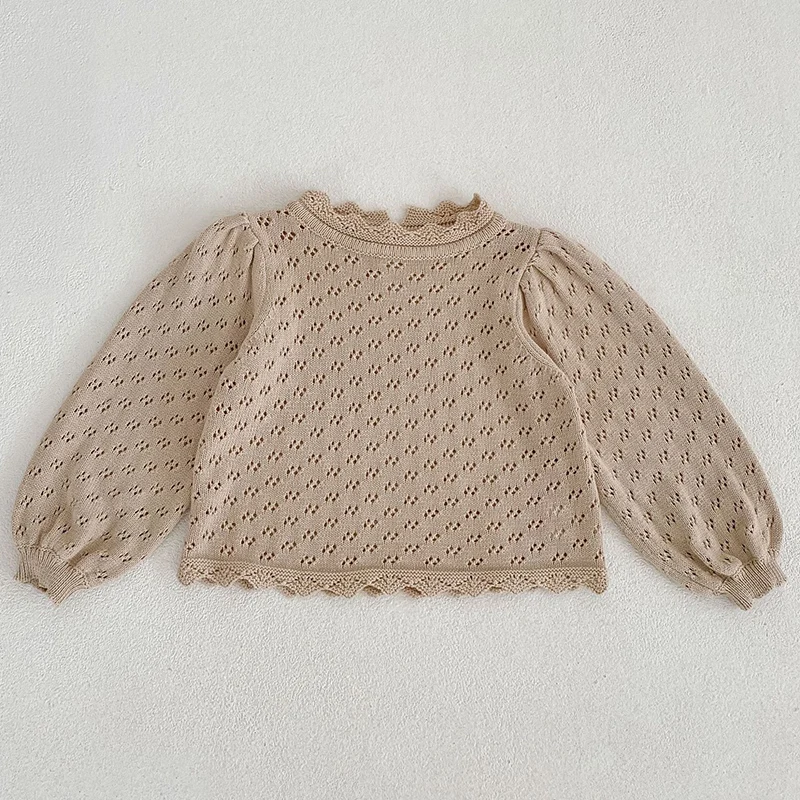 Herbst Kinder Baby lose Pullover Strick Winter ausgehöhlt Baby Mädchen Kleidung Rundhals Kinder Kleinkind Mädchen Pullover Baby außen Image