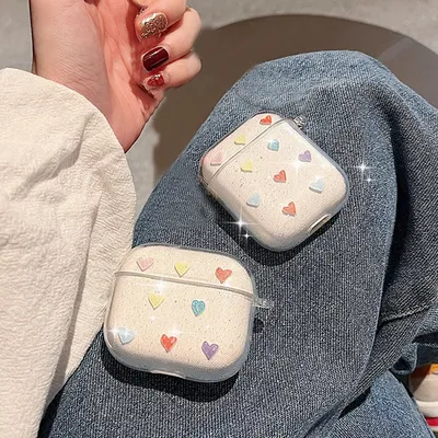 Für Airpods Pro 2. Fall Glitter glänzende Cartoon weiche Silikon hülle für Airpods 3 1 2 Mädchen bunte Herz Kopfhörer Ladebox Image