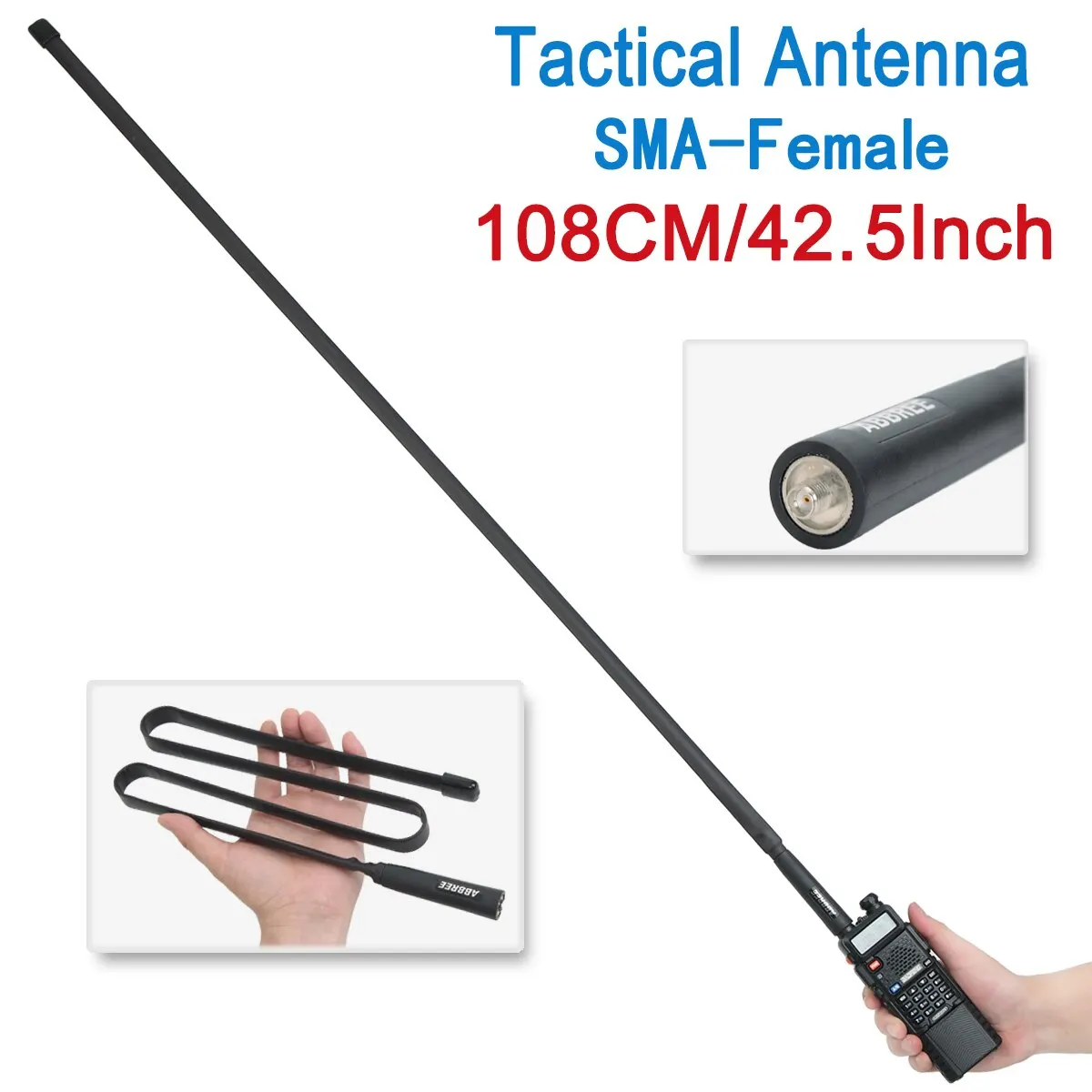 Abbree faltbar cs taktische antenne sma weiblich 144/430mhz für baofeng uv 5r uv82 uv 13 pro bf 888s quansheng uv k5 radio Image