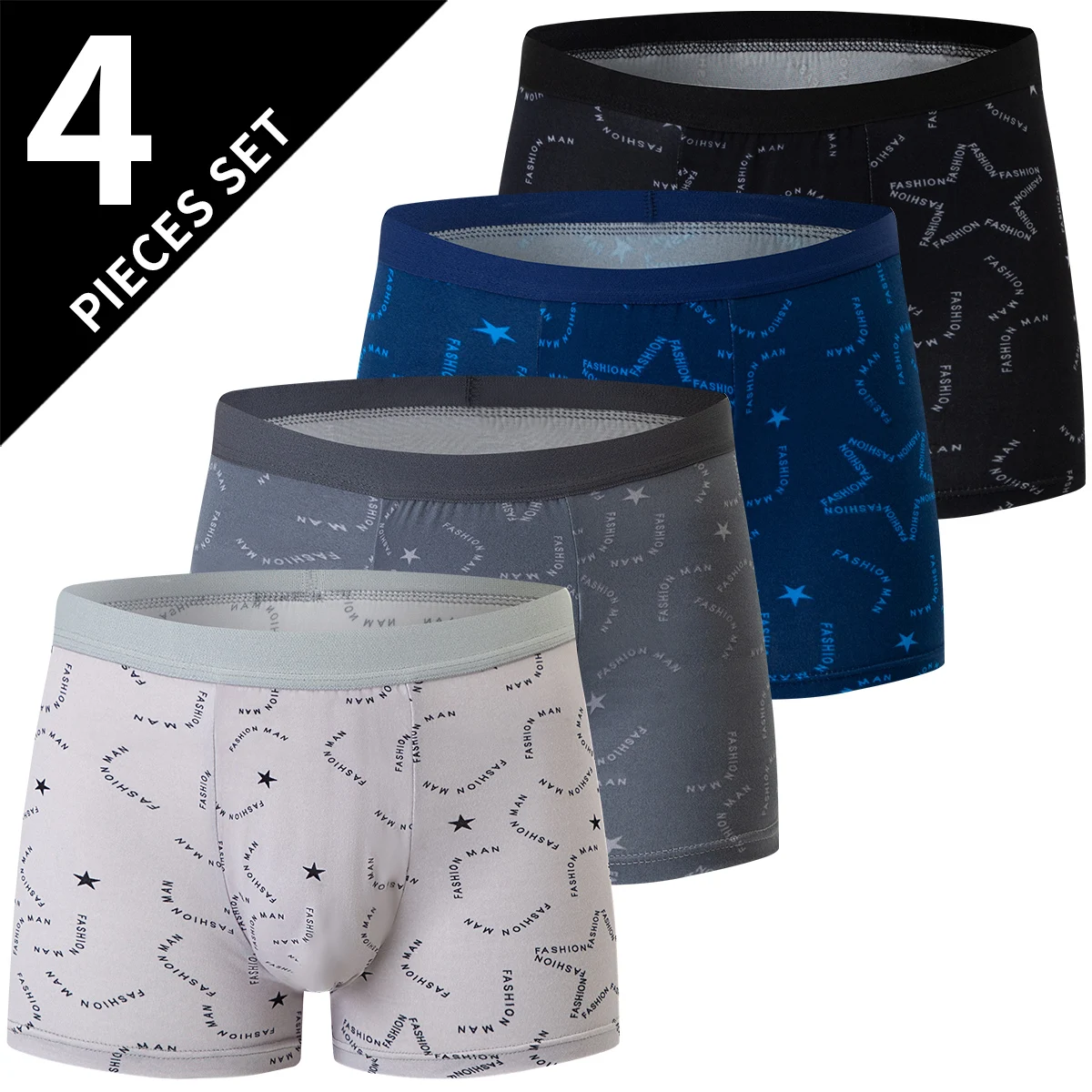 4er Pack Europa und Amerika Größe Herrenmode sexy Boxer Unterwäsche anti bakteriell atmungsaktiv plus Größe Fett Männer Shorts Unterwäsche
