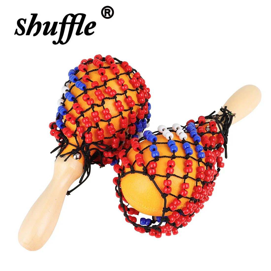 Bead Net Sand Hammer Massivholz Professionelle Hand Geschüttelt Tamburin Sand Hammer Orff Perlen Net Schütteln Orff Musikinstrumente Image