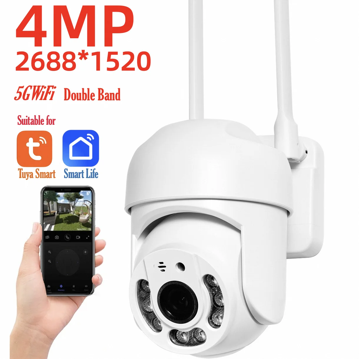 Tuya 4mp ptz wifi netzwerk kamera sicherheits schutz ip66 wasserdicht 5g dual-band kamera home video überwachung Image