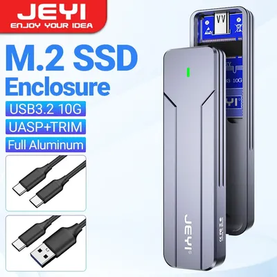 JEYI M.2 NVMe NGFF SSD-Gehäuse, Vollaluminium USB 3.2 Gen 2 10 Gbit/s PCIe oder SATA 6 Gbit/s M-Key