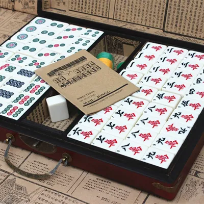 Große Mahjong Tragbare Holz Boxen Gesetzt Tabelle Spiel Mah-jong Reisen Bord Spiel Indoor Antiker