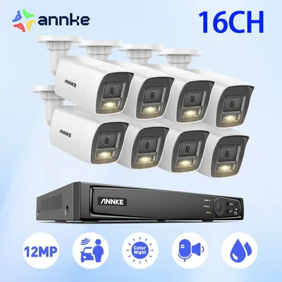 Annke 12mp kamera kits smart dual light security 16ch nvr poe kamera outdoor cctv video überwachungs schutz kamera