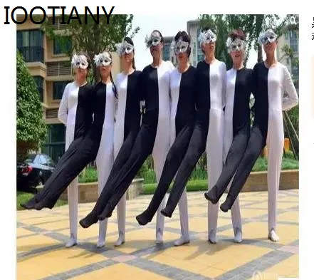 Lustiges Tanz outfit Erwachsener/Kind schwarz/weiß Beintanz kostüme visuelle Illusion russischer Tanz siamesischer Tanz siamesische Kleidung Image