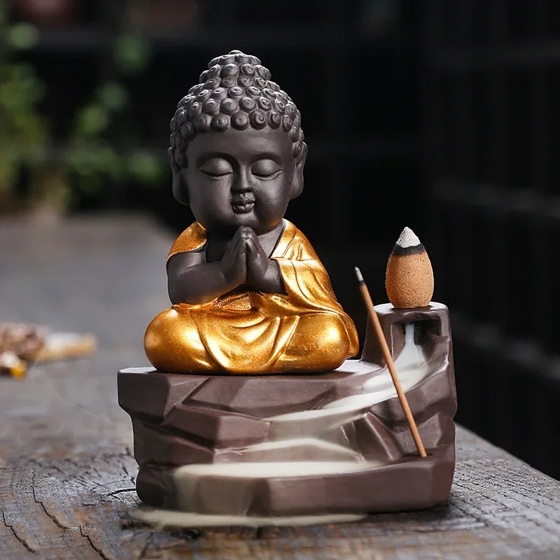 1pc Zen Weihrauch Buddha Wasserfall Rückfluss Weihrauch Brenner Räucher stäbchen halter Home Ornament Dekor Zen Dekor Tee Haustier-kein Weihrauch Image