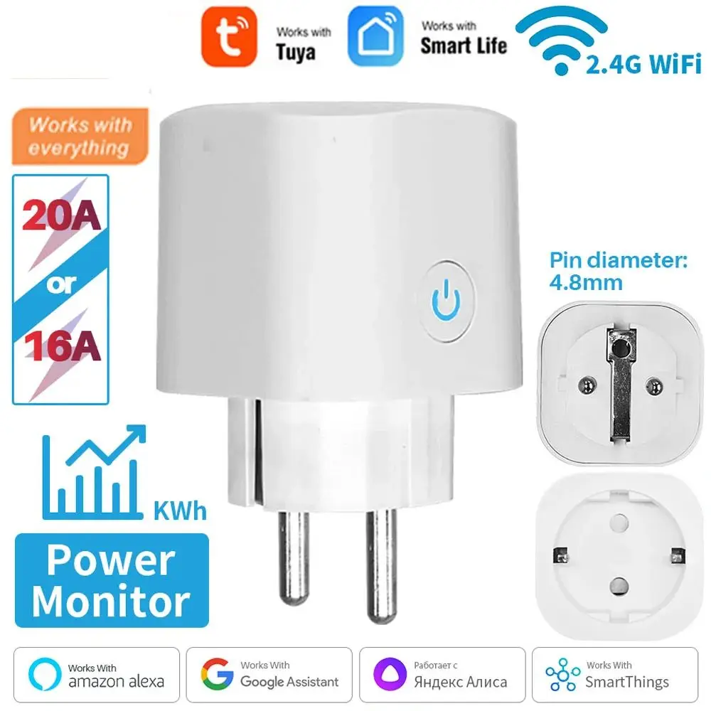 Smart Plug WiFi Buchse EU 16A/20A Mit Power Monitor Timing Funktion Tuya Smart Leben APP Funktioniert mit Alexa Google Hause Image