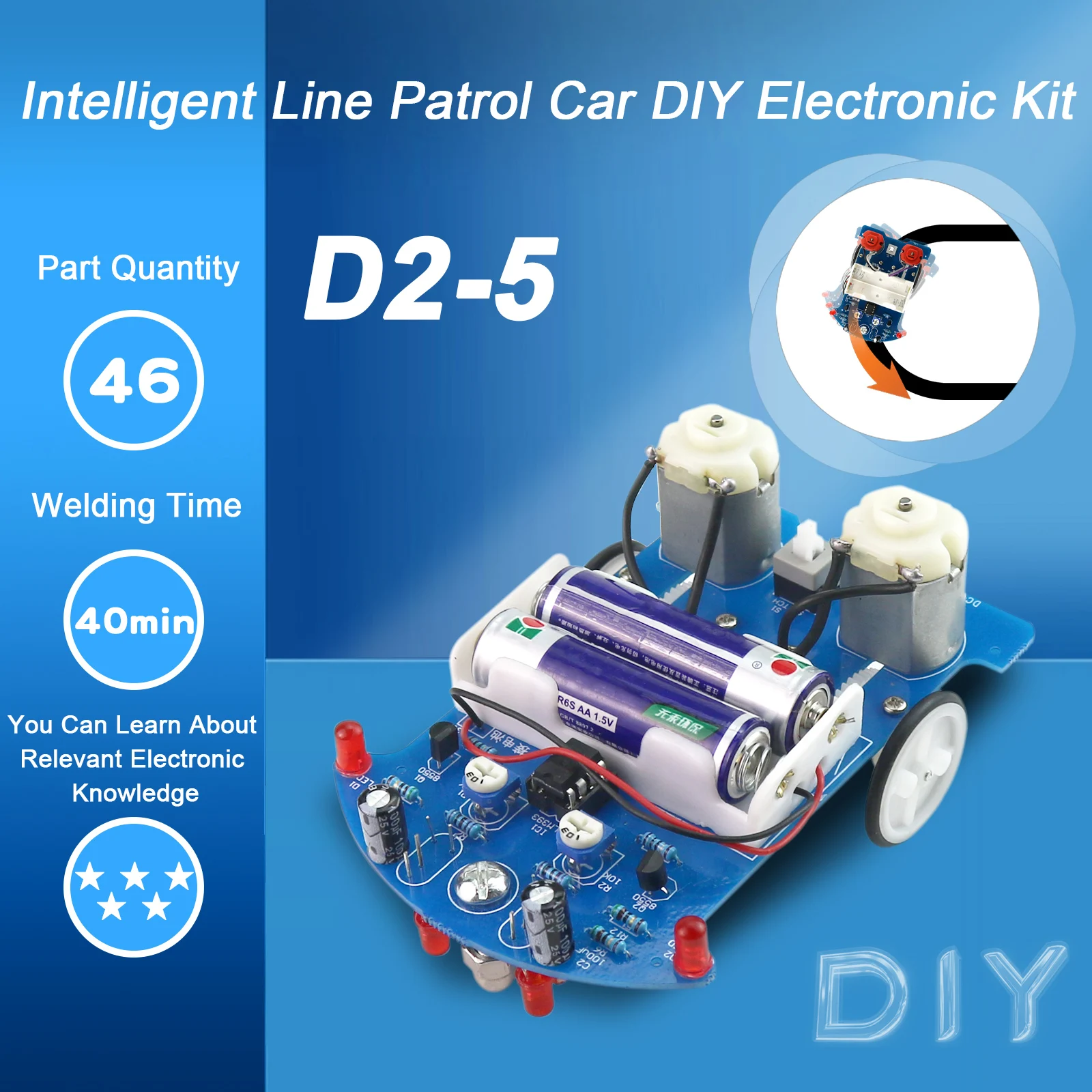 D2-5 DIY Kit Intelligente Tracking Linie Auto Suite DC Motor Elektronische Produktion Montage Smart Car Patrol Automobil Teile Image