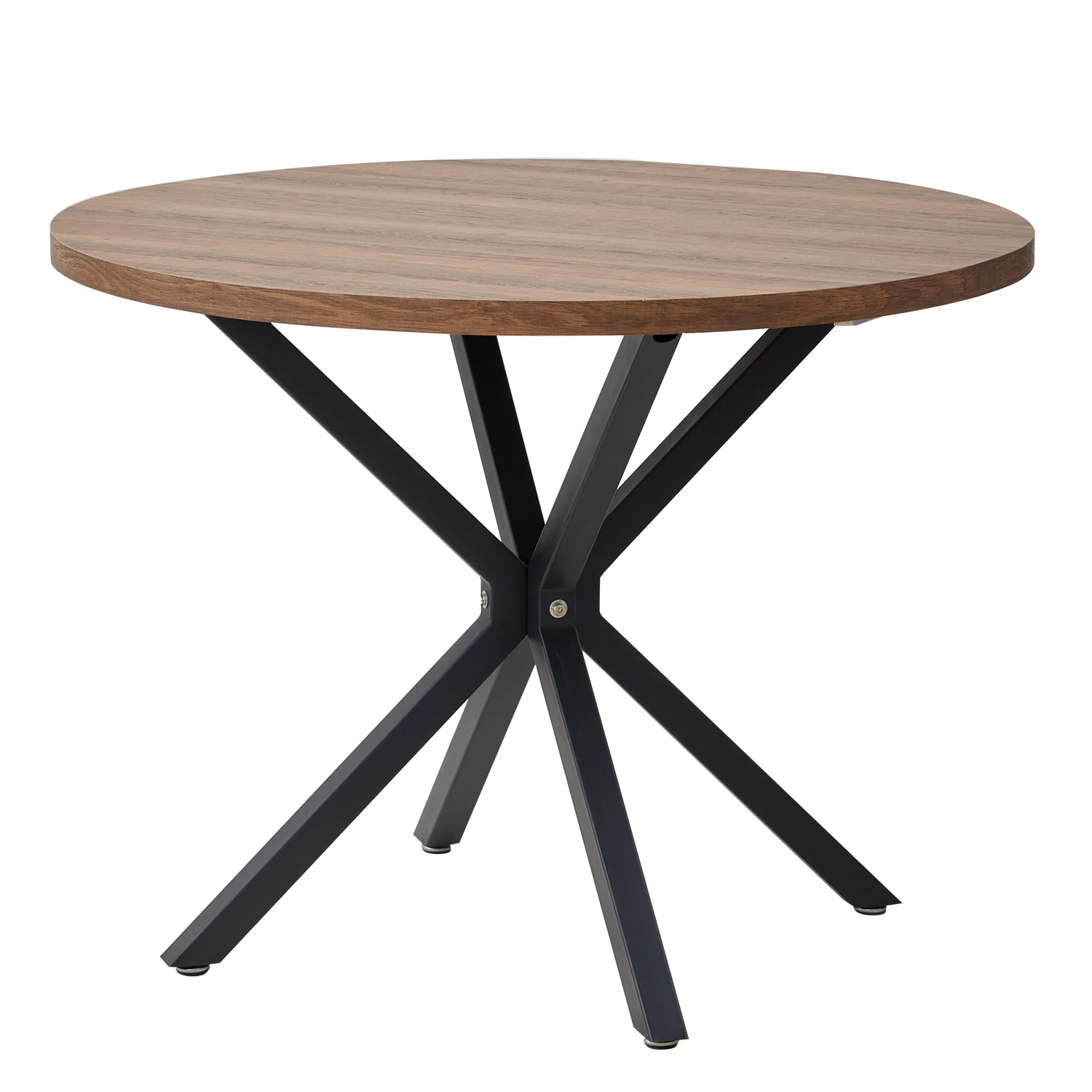 EGOONM Nordischer runder Tisch, Massivholztisch mit Holzdeckel und Stahlrahmen, Couchtische, Wohnzimmer, Büro, Wohnmöbel, 100 cm