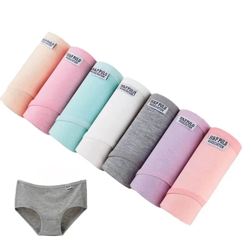 7 teile/los Damen höschen Baumwolle plus Größe Unterwäsche Mädchen Slips atmungsaktive einfarbige Höschen Unterhose weibliche Dessous M-4XL Image