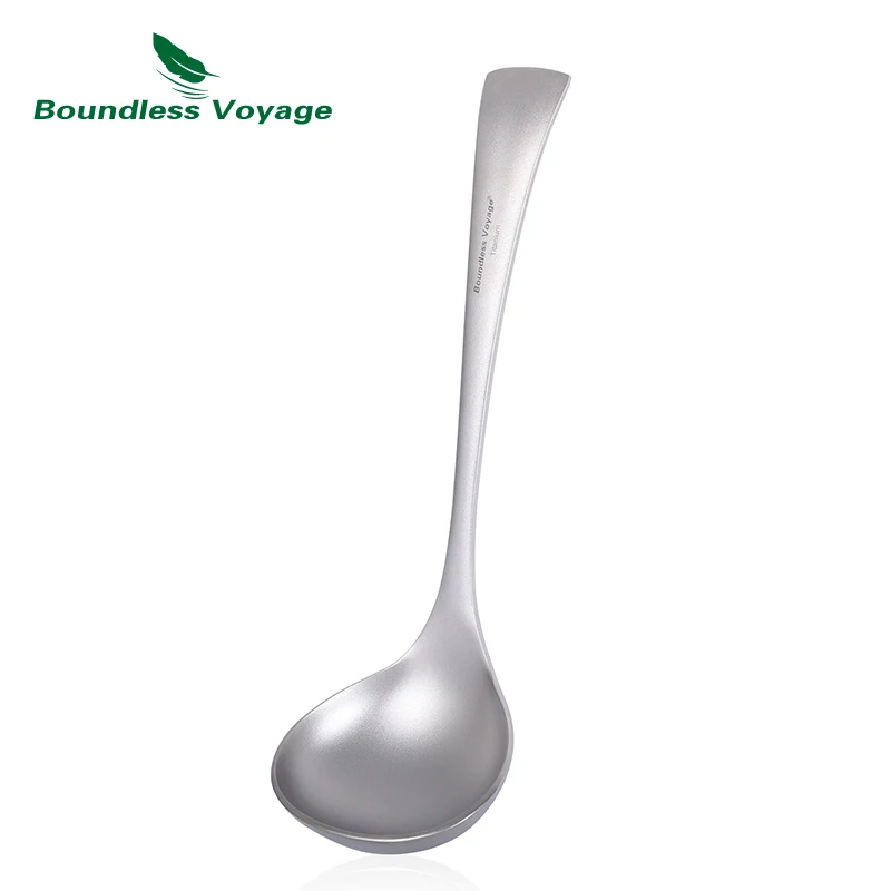 Boundless Voyage Titan-Suppenlöffel, verdickt, langer Griff, Geschirr, tiefe Schüssel, Schöpfkelle, Gadget, Kochküche, Ti1074T Image