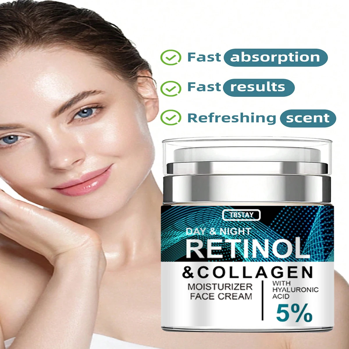 TRSTAY DAY & NIGHT RETINOL & COLLAGEN MOISTURIZER GESICHTSCREME MIT HYALURONSÄURE Image