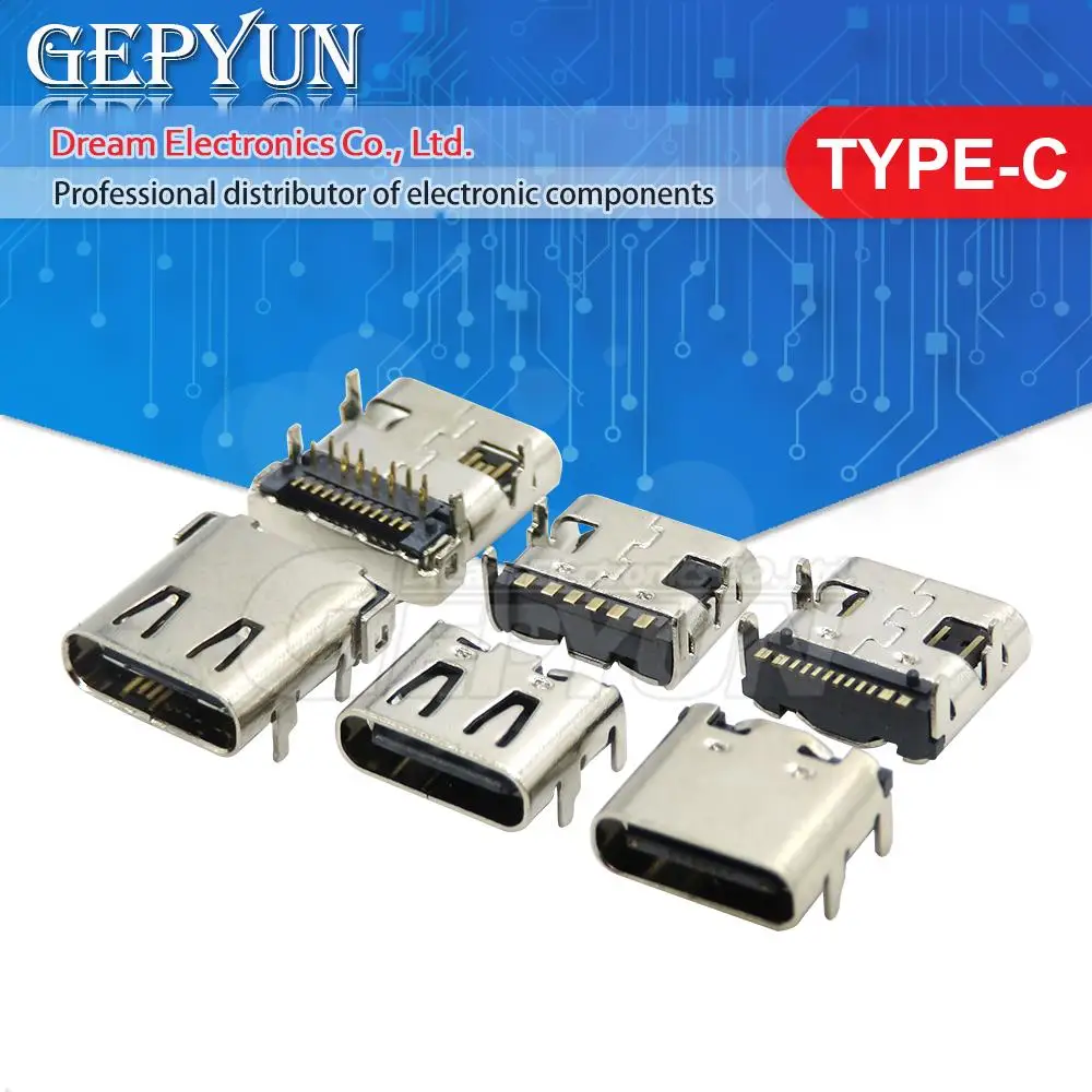 10 stücke Typ C 6Pin 16Pin 24Pin USB 3,1 SMT USB stecker weibliche Für Handy lade port Lade Buchse schlepp füße stecker Image