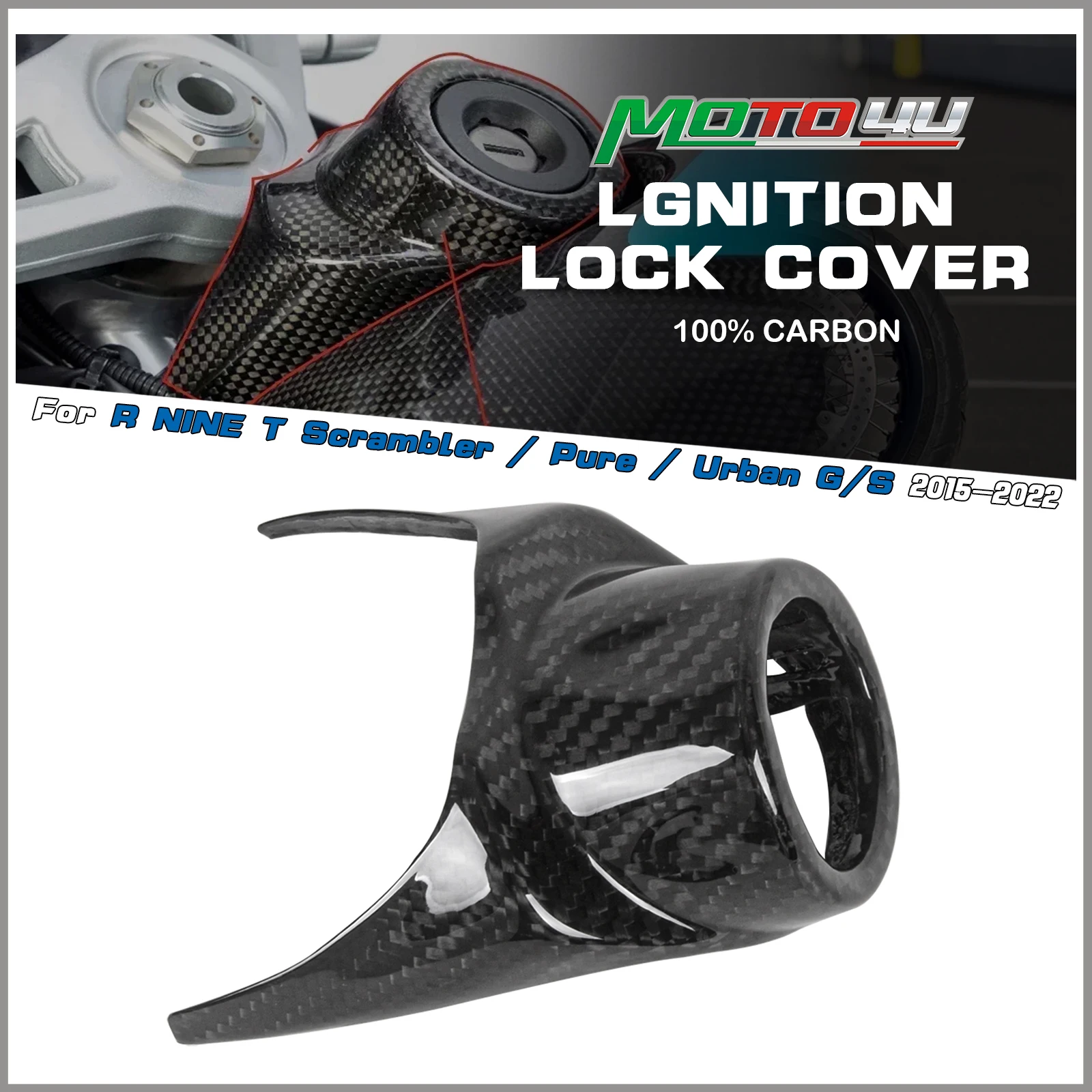 MOTO4U Für BMW R NineT RNINET Scrambler Pure Urban G/S 2015-2022 2016 2020 2021 100 % Kohlefaser-Schlüsselabdeckung Zündschlossabdeckung Image