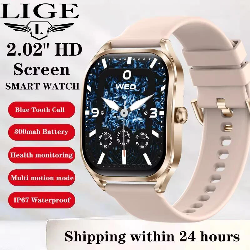 Lige 2.01 "3d gebogenen Bildschirm Männer Frauen BT Anruf Uhren Sport Fitness Gesundheit Smartwatch wasserdichte Musik Wetter Smartwatch Image
