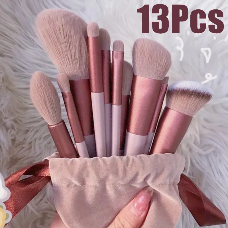 13 Stück Make-up Pinsel Set Lidschatten Foundation Frauen Kosmetik Pinsel Lidschatten erröten Schönheit weich Make-up Werkzeuge Tasche Image