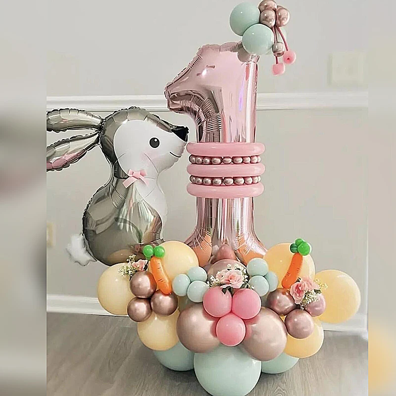 47 Stück Luftballons niedlichen Kaninchen Serie Thema rosa Latex Luftballons für Braut Baby party Bachelorette Geburtstags feier Dekoration Image