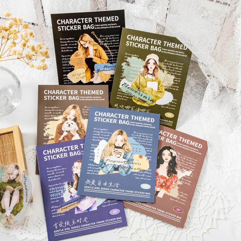 Journamm 10 Stück/Packung PET-Materialien Aufkleber PET-Materialien DIY Scrapbooking Collage Junk Journal Ästhetik Briefpapier Image