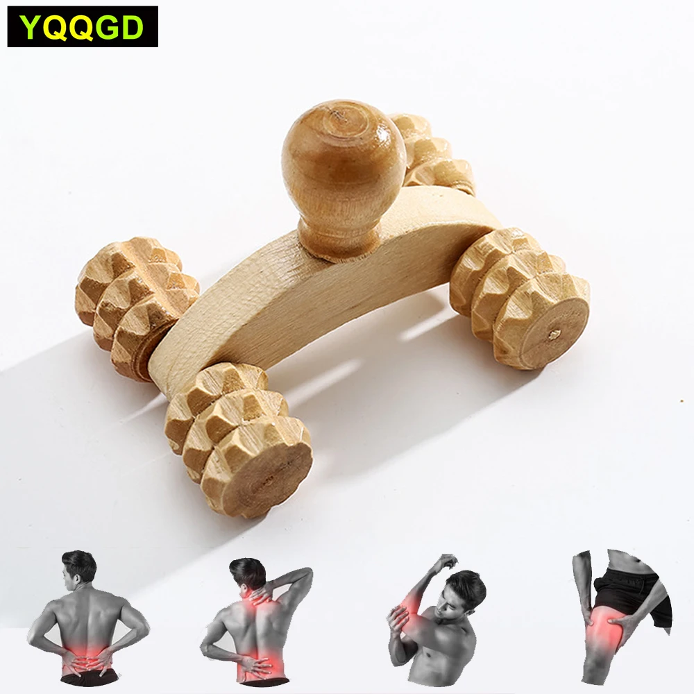 Hölzerner Hand-Körperroller, 4-Räder, Kugeln, Massagegerät, Arm, Bein, Rücken, Fuß, Hand, Hals, Schulter, Muskelschmerzlinderung, Massagegerät