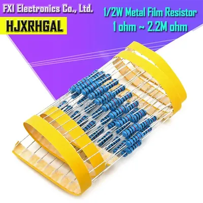 50 Stück 1/2W Metallschichtwiderstand 1% 1R ~ 1M 1 2 10 22 47 100 330 Ohm 1K 4,7K 10K 22K 47K 100K Image
