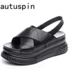 Autuspin Größe 33-40 Damen Sandalen Sommer Mode Wohnungen Plattform Damenschuhe neue Kunstleder High
