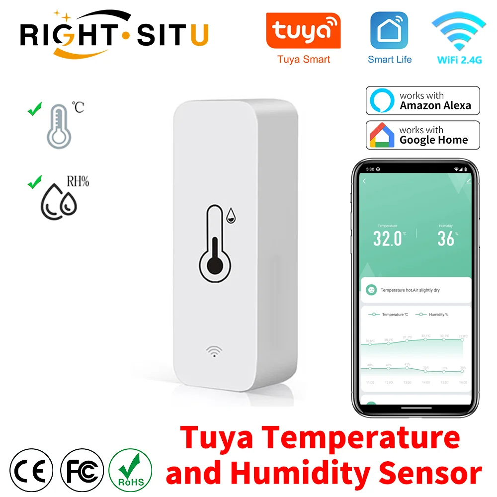 Tuya wifi temperatur feuchtigkeit sensor smart life remote monitor für smart home arbeit mit alexa google assistent Image