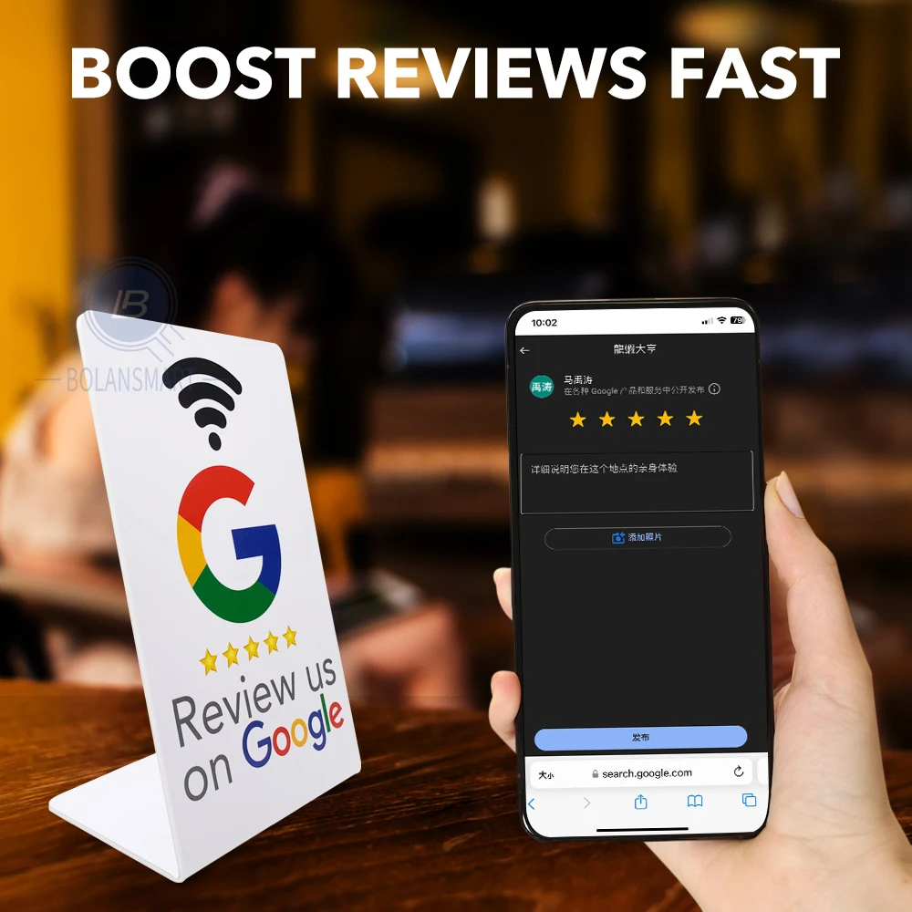 1pcs 13,56 mhz ntag215 google review karten für android/iphone tap url schreiben social business review karten standard nfc instagram Image