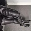 DOHBANER SUPER Frauen Schritt Plattform Stiefel Nieten Seitlichem Reißverschluss Kunstleder Runde Kappe Damen Weibliche Schuhe Frau Große Größe 44 47 50 52