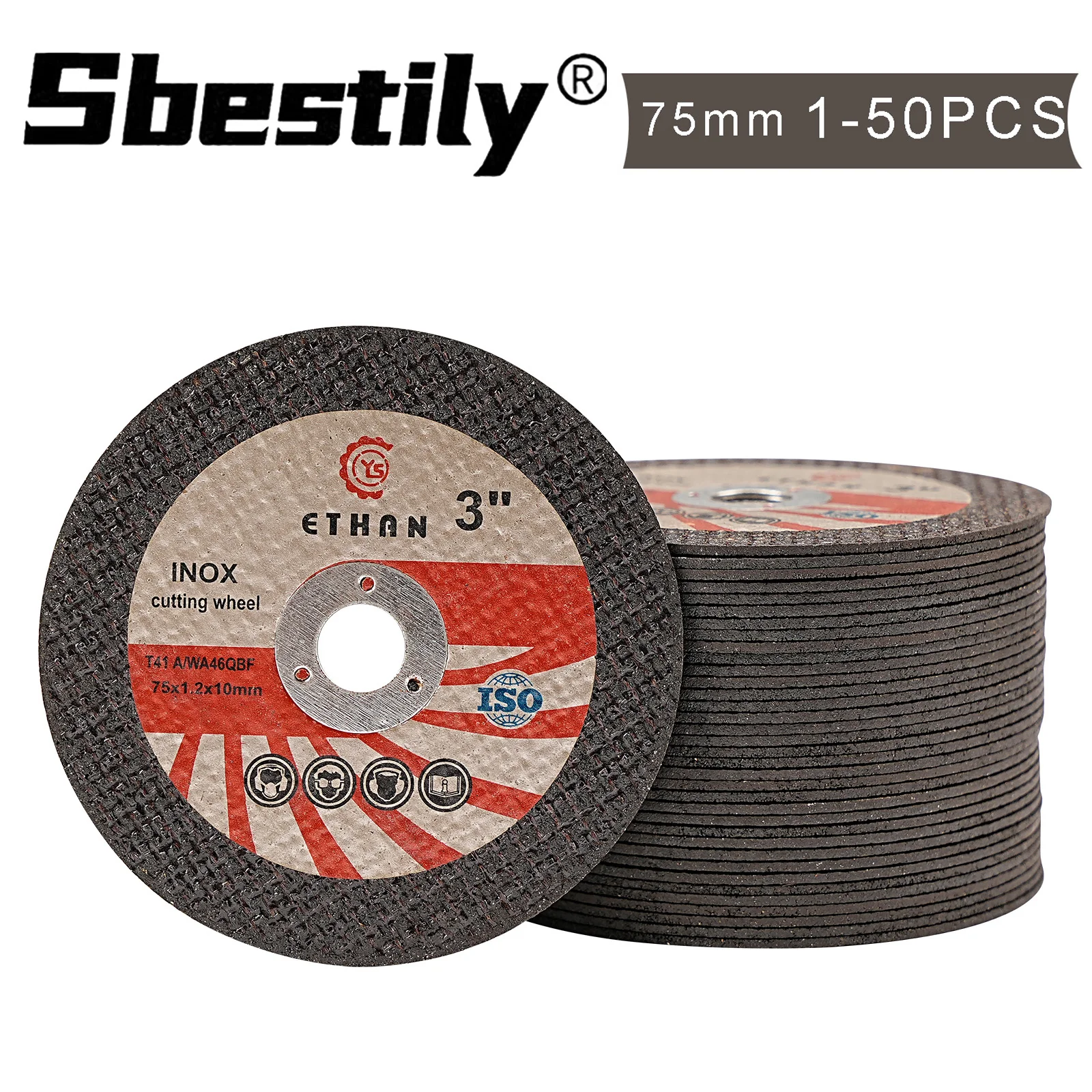 Sbsetily 1–50 Stück 75 mm Trennscheibe, Harz-Trennscheibe, 75 x 10 x 1 mm, Mini-Sägeblatt, Metall, Holz, Eisen, PVC, Schneiden für Winkelschleifer Image