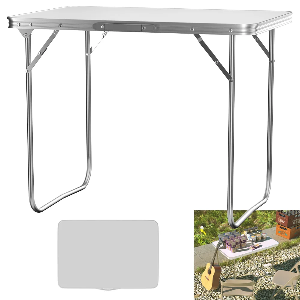 EFAN 2,6 Fuß/80 cm Aluminium-Klapptisch, Campingtisch, tragbarer Catering-Esstisch für Picknick, Garten, Party, Grillen, 80 x 60 x 69 cm