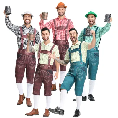 Männer Oktoberfest Lederhosen Kostüm bayerischen deutschen Bierfest Hosenträger männlich Cosplay Image