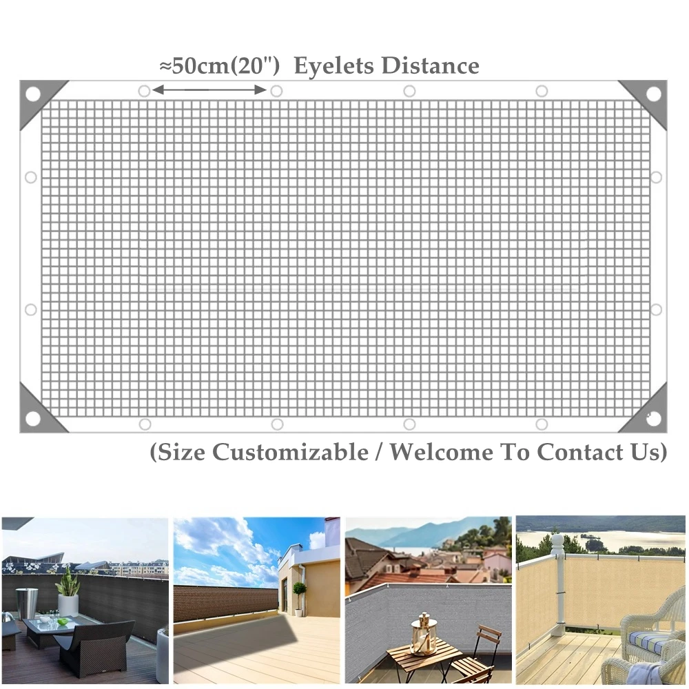 Anpassbare Balkon Sichtschutz Outdoor Sonnenschutz Netz Pavillon Schatten Stoff Terrasse Schutz Bildschirm Garten Privatsphäre Zaun Netz Image